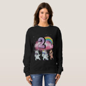Sweatshirt 2e anniversaire Dabbing Unicorn Sloth Sheep (Devant entier)