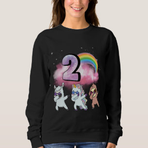 Sweatshirt 2e anniversaire Dabbing Unicorn Sloth Sheep
