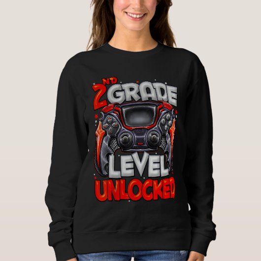 Sweatshirt 2nd Grade Level Unlocked Video Game Back To School (Devant)