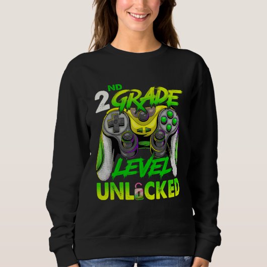 Sweatshirt 2nd Grade Level Unlocked Video Game Back to School (Devant)