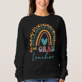 Sweatshirt 2nd Grade Teacher Leopard Rainbow Second Grd Back (Devant)