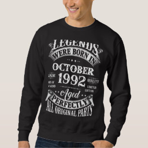 Sweatshirt 30e Anniversaire Légendes Né En Octobre 1992 30 An