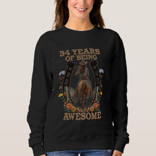 Sweatshirt 34 Ans D'Être Une Fille Géniale - Fille Cheval Sau