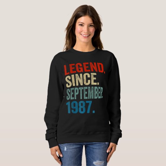 Sweatshirt 35 Years Old  Legend Since September 1987 35th Bir (Devant entier)