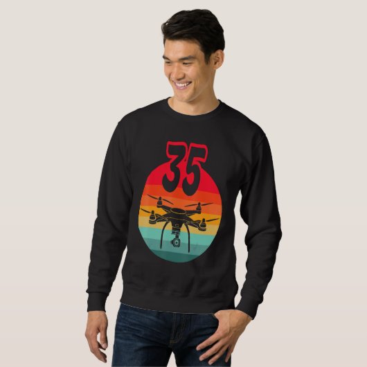 Sweatshirt 35ème Anniversaire Je Rétro Télécommande Drones Av (Devant entier)