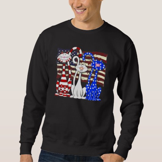 Sweatshirt 3 Chats Kitten Drapeau américain 1 (Devant)