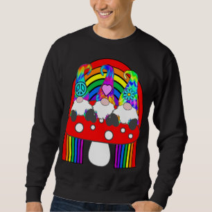 Sweatshirt 3 Gnomes hippies sur le champignon sous Rainbow Wh