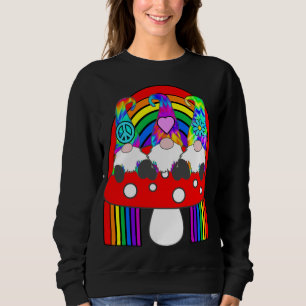 Sweatshirt 3 Gnomes hippies sur le champignon sous Rainbow Wh