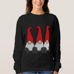 Sweatshirt 3 Gnomes nordiques Hiver Tomte Nisse Rouge Casquet