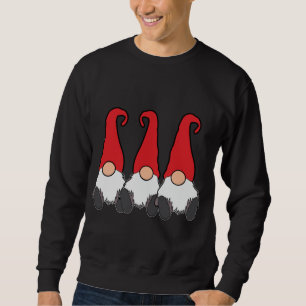 Sweatshirt 3 Gnomes nordiques Hiver Tomte Nisse Rouge Casquet