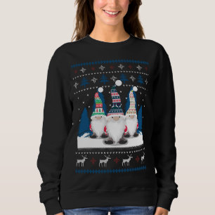 Sweatshirt 3 Gnomes nordiques suédois Nisse Tomte mauvais Noë