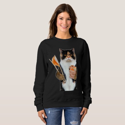 Sweatshirt 3d Graphisme Calico Cat Manger Saumon Sushi Roll W (Devant entier)