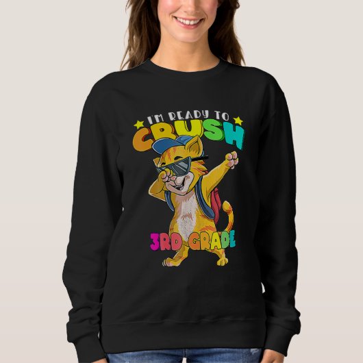 Sweatshirt 3e année Dabbing Chat Retour à l'école Garçons Fil (Devant)