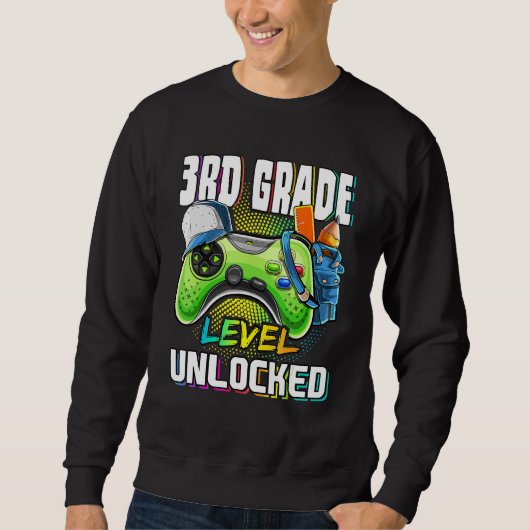Sweatshirt 3rd Grade Level Unlocked Video Game Back To School (Devant)