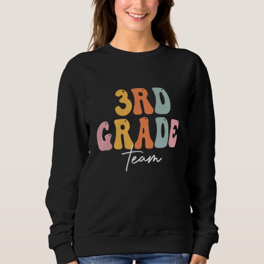 Sweatshirt 3rd Grade Team Groovy Men Women Happy First Day Of (Devant)