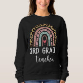 Sweatshirt 3rd Third Grade Teacher Rainbow Leopard Back To Sc (Devant)