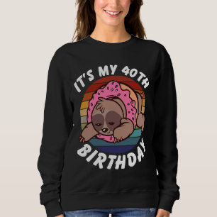 Sweatshirt 40 Ans Vieux Drôle Sloth Et Donut Retro Vintage 4