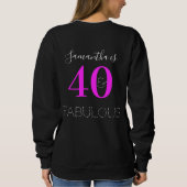 Sweatshirt 40e anniversaire Neon personnalisé rose noir (Dos)