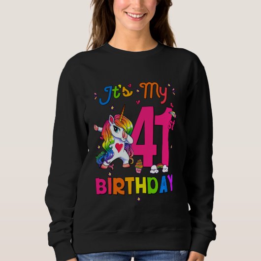 Sweatshirt 41 Ans Unicorne C'est mon 41e anniversaire fille P (Devant)