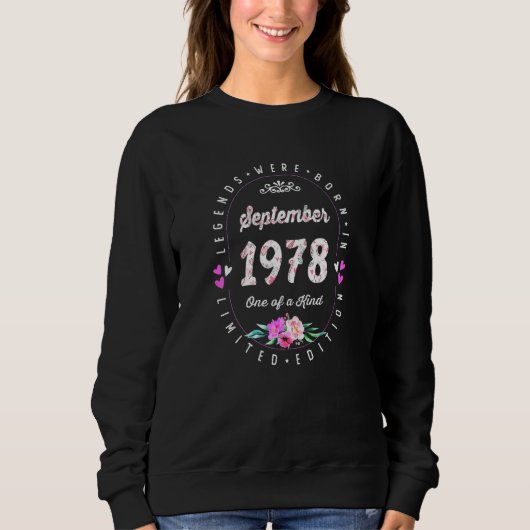 Sweatshirt 43e Anniversaire Floral Tee Legends Né En Septembr (Devant)