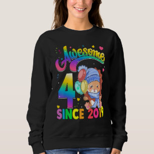 Sweatshirt 4 Ans Awesome depuis 2019 Lion 4e anniversaire Gi