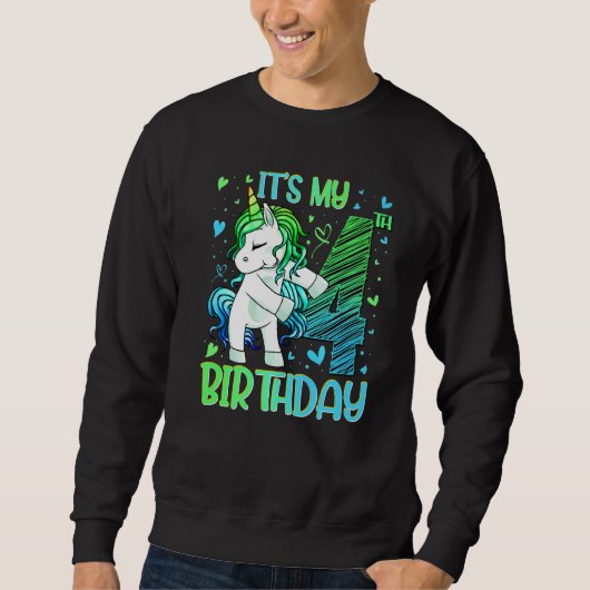 Sweatshirt 4 Ans Unicorne Flossant 4e Anniversaire Girl Uni (Devant)