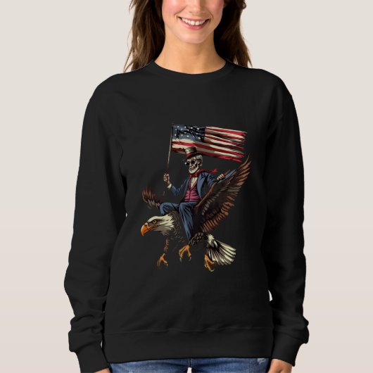 Sweatshirt 4 Juillet Abraham Lincoln Bald Eagle USA Amer (Devant)