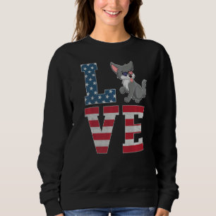 Sweatshirt 4 juillet Amour patriotique Alaskan Malamute Chien