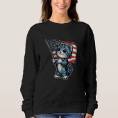 Sweatshirt 4 juillet Chemise Meowica Drapeau Américain Chat (Devant)