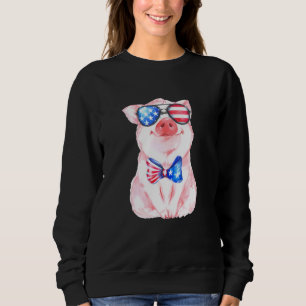 Sweatshirt 4 juillet Cochon Bubblegum Patriotique Cochon Lune