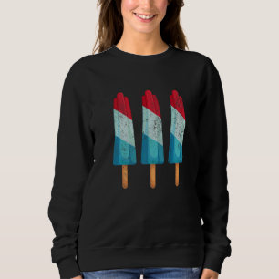 Sweatshirt 4 juillet Crème glacée Popsicle Rouge Blanc Bleu A