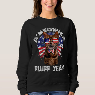 Sweatshirt 4 juillet Drapeau Américain Chat Américain Fluit A