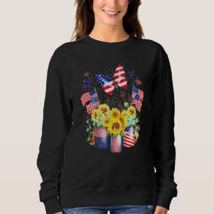 Sweatshirt 4 juillet Fête de l'Indépendance Bouton drapeau am