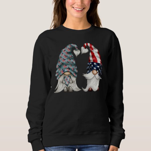 Sweatshirt 4 juillet Gnomies Pour Fière Vétéran Deux Patriote (Devant)
