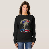 Sweatshirt 4 juillet Labrador Retriever Merica American Fla (Devant entier)