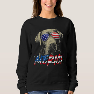 Sweatshirt 4 juillet Labrador Retriever Merica American Fla