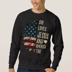 Sweatshirt 4 juillet Nous Drapeau Elle Aime Jésus Et L'Amériq