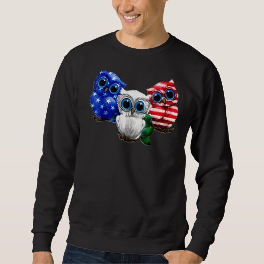 Sweatshirt 4 juillet Owl American Flag (Devant)