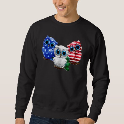 Sweatshirt 4 juillet Owl American Flag (Devant)
