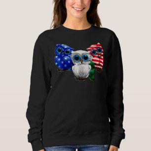 Sweatshirt 4 juillet Owl American Flag