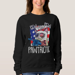 Sweatshirt 4 juillet Pew Pew Pawtriotic Cat Amérique patrioti