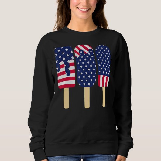Sweatshirt 4 juillet Popsicle Patriotic American Flag Memor (Devant)