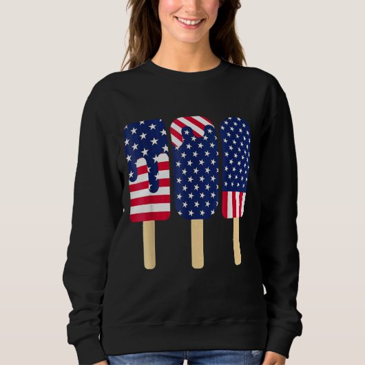 Sweatshirt 4 juillet Popsicle Patriotic American Flag Memor (Devant)