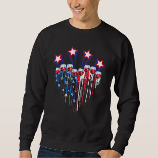 Sweatshirt 4 juillet Vins Lunettes Coeur Patriotique Américai