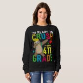 Sweatshirt 4e année Dabbing Sloth Retour à l'école fille (Devant entier)