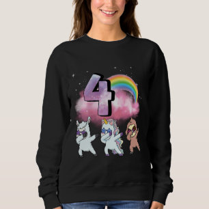 Sweatshirt 4e anniversaire Dabbing Unicorn Sloth Sheep