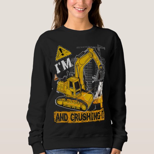 Sweatshirt 4e anniversaire J'ai 4 ans et l'écraser Constructi (Devant)
