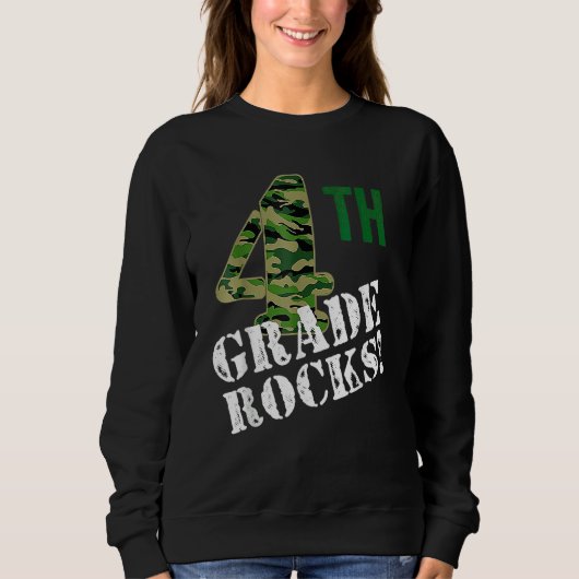 Sweatshirt 4th Grade Rocks Camo Fourth Grader Back To School  (Devant)