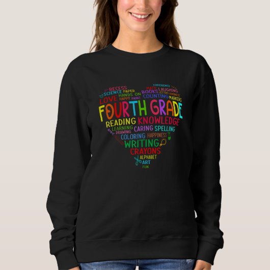 Sweatshirt 4th Grade Team Heart Back to school Teacher Studen (Devant)