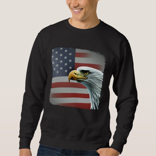 Sweatshirt 4th of July American Bald Eagle Had On USA Flag (Devant)